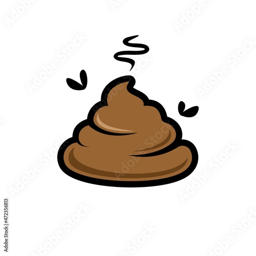 poop vector. stinky shit with flies emoji vector, Bunch of brown shit icon in trendy line style vector image. Dog Poop logo symbol sign. Cartoon style poo. cream Vector illustration image