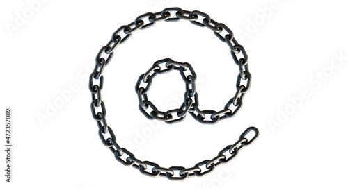 At Sign Shaped Old Metal Chain 3D Illustration