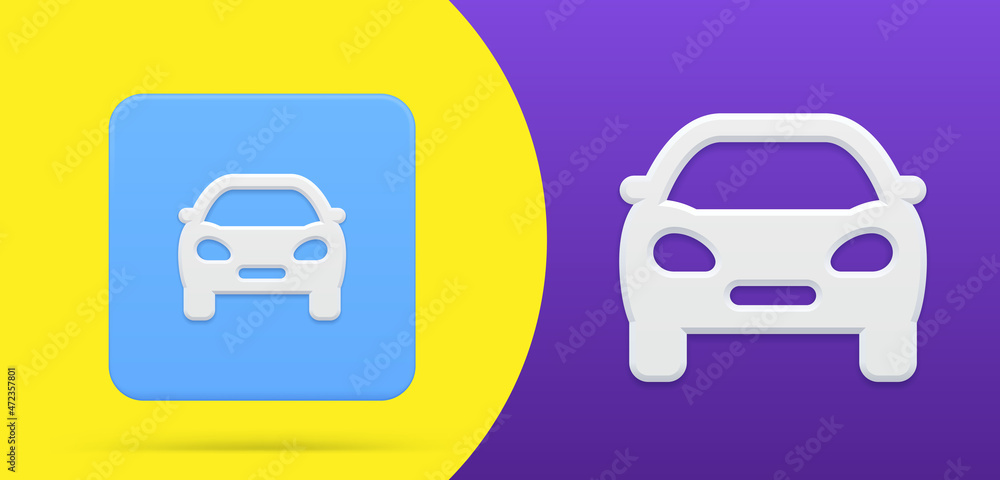 Simple car front view 3d icon button set vector illustration. Comfortable modern automobile vehicle Simple car front view 3d icon button set vector illustration. Comfortable modern automobile vehicle