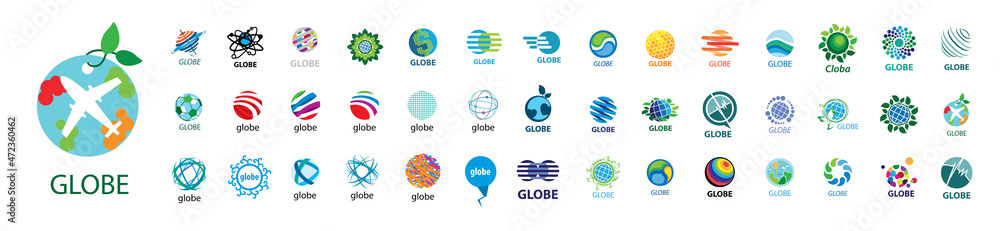 A set of vector logos of the Globe on a white background A set of vector logos of the Globe on a white background