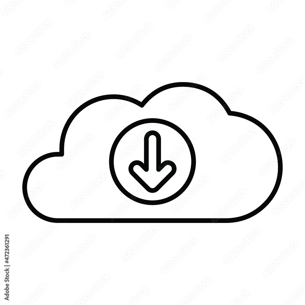 Cloud, download, storage line icon. Outline vector. Cloud, download, storage line icon. Outline vector.