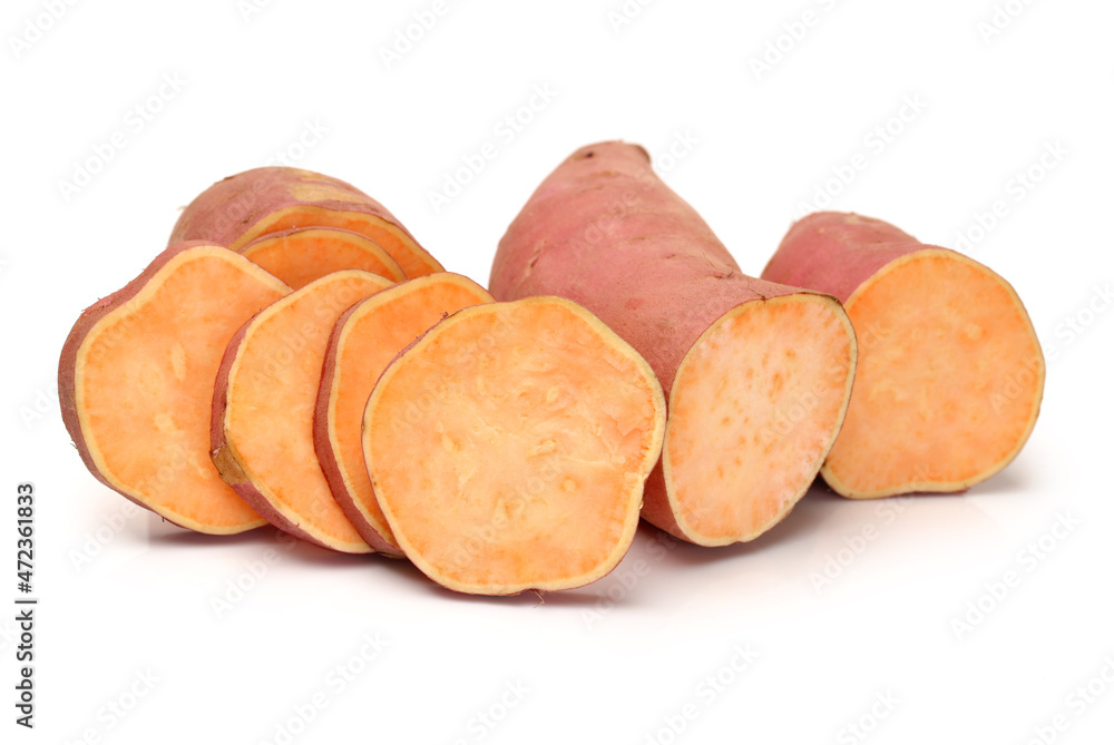 sweet potatoes on the white background sweet potatoes on the white background