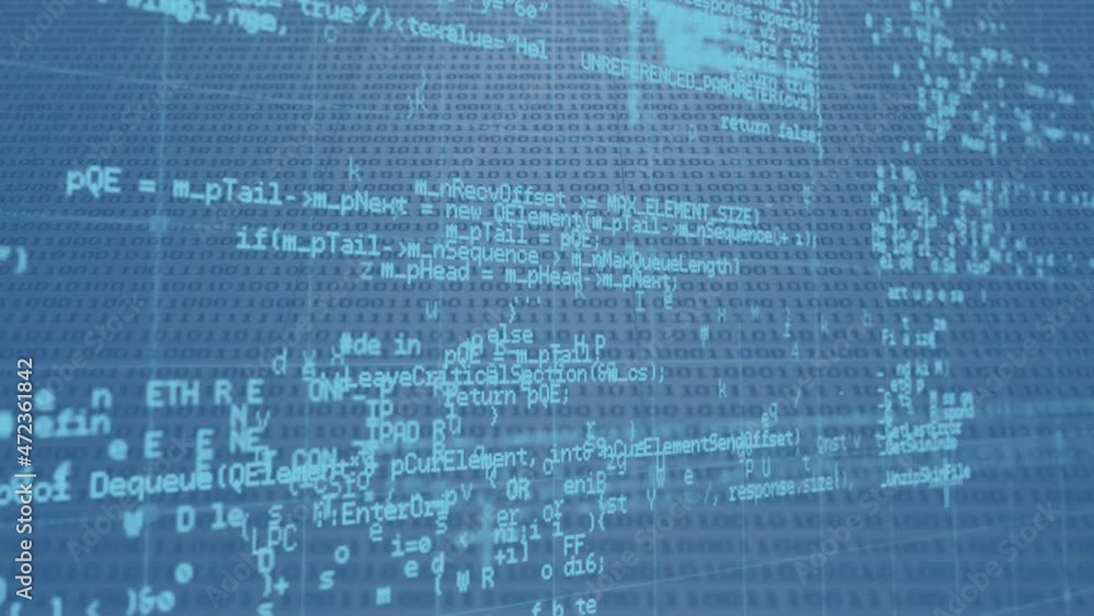 Animation of binary coding and data processing over grid Animation of binary coding and data processing over grid