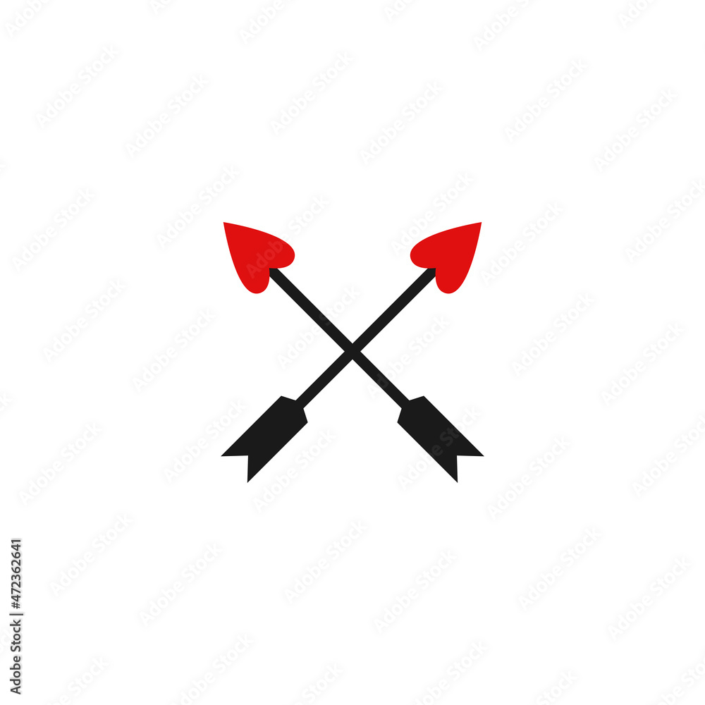 Love arrow isolated on white. Old arrow with heart. Cupid arrow Love arrow isolated on white. Old arrow with heart. Cupid arrow