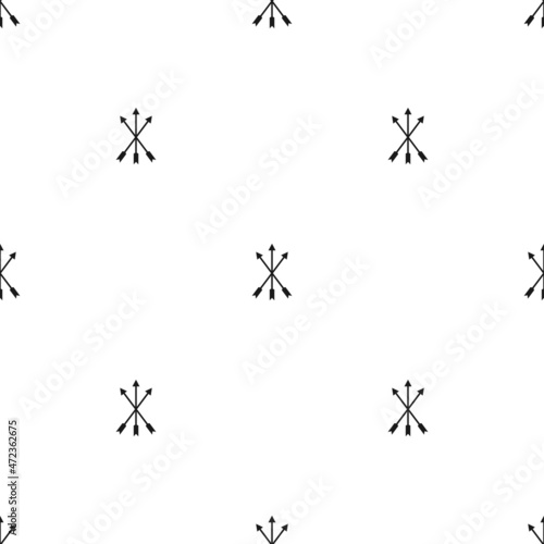 ethnic seamless pattern with black arrows isolated on white. Flat adventure ornament.
