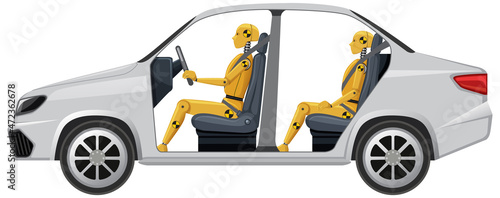 Crash test dummy in a car