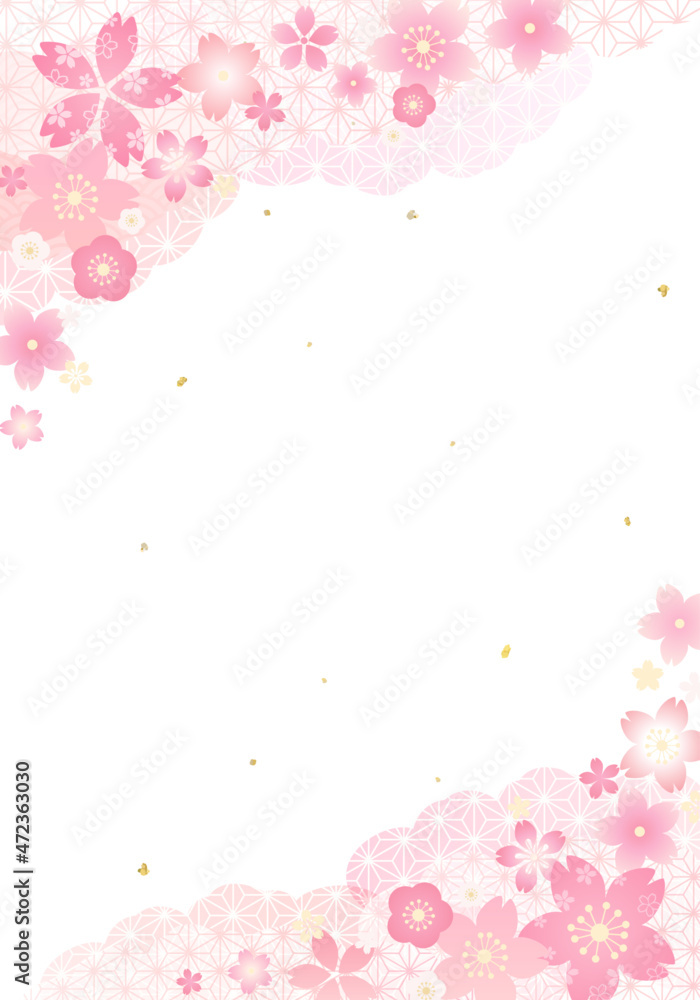 和柄の花と桜イメージのベクターイラスト背景 Stock Vector Adobe Stock
