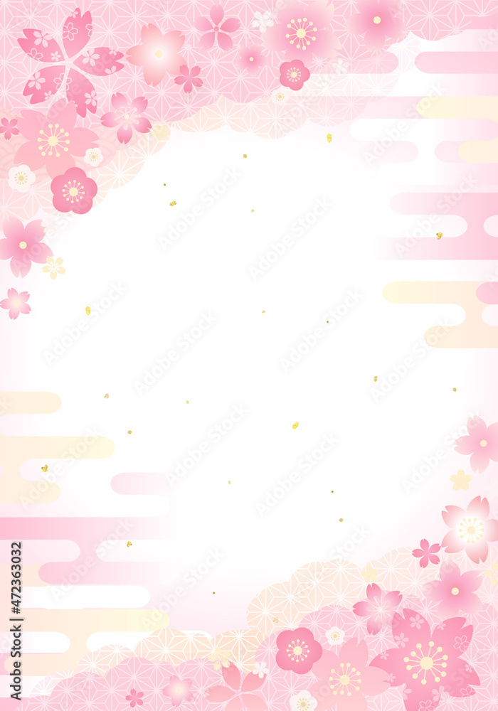 和柄の花と桜イメージのベクターイラスト背景