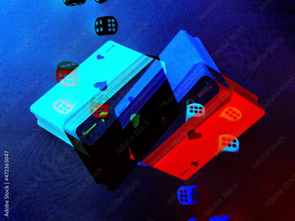 Fototapeta premium Abstract background in red, green and blue, with a spectacular rhythm and inserts. A surreal image in a modern style. For your wallpapers, art projects and wo