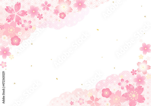 和柄の花と桜イメージのベクターイラスト背景