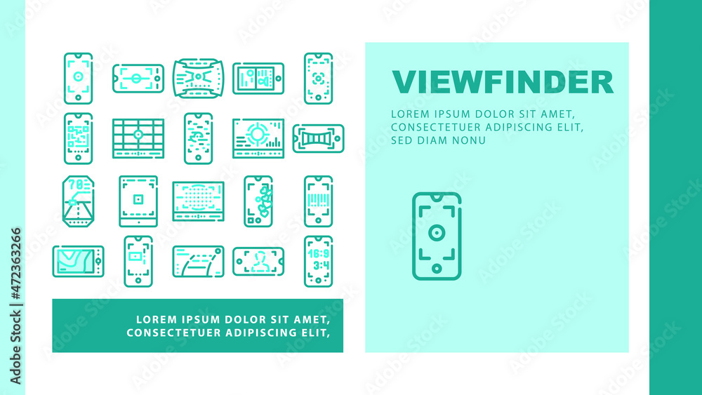 Viewfinder Smartphone Function Landing Web Page Header Banner Template Vector Photo Camera Viewfinder For Making Document And Horizon Photography, Qr And Bar Code Scanning, Thermal Illustration Viewfinder Smartphone Function Landing Web Page Header Banner Template Vector Photo Camera Viewfinder For Making Document And Horizon Photography, Qr And Bar Code Scanning, Thermal Illustration