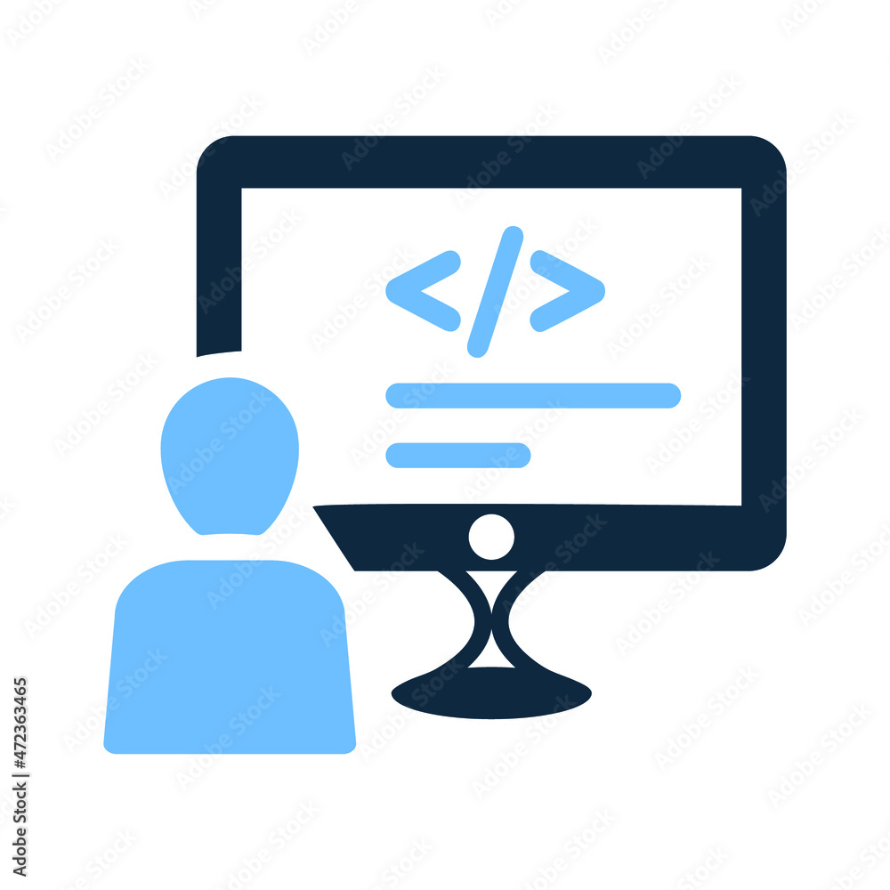 Coding, programmer, programming icon. Simple flat design concept. Coding, programmer, programming icon. Simple flat design concept.