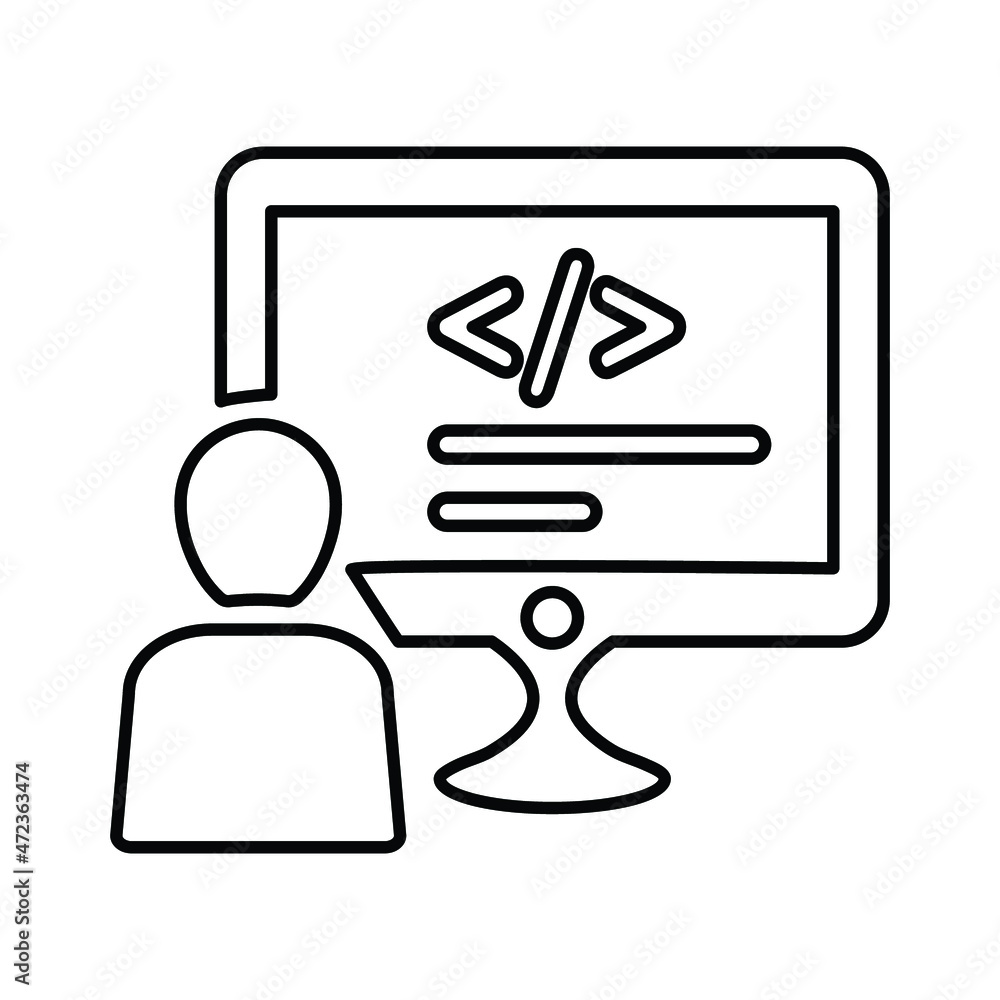 Coding, programmer, programming line icon. Outline vector. Coding, programmer, programming line icon. Outline vector.