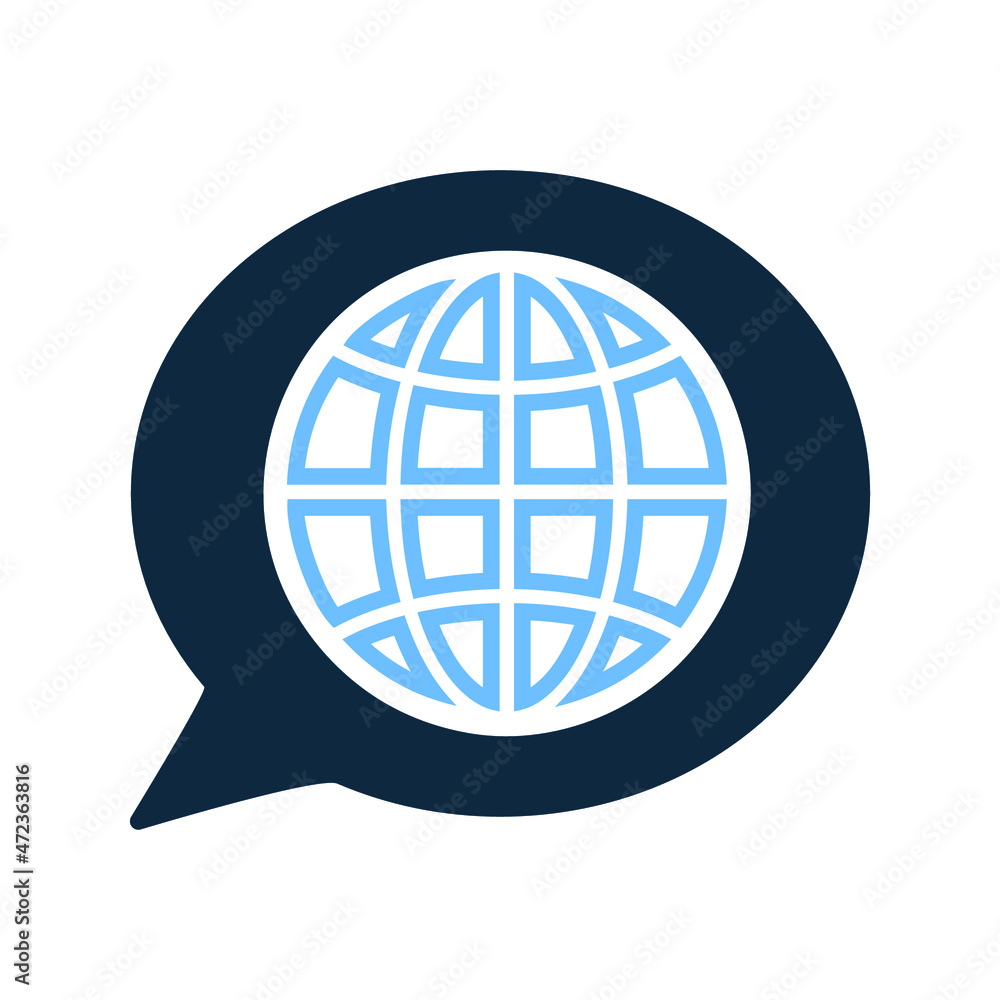Global, chat icon. Simple vector sketch. Global, chat icon. Simple vector sketch.