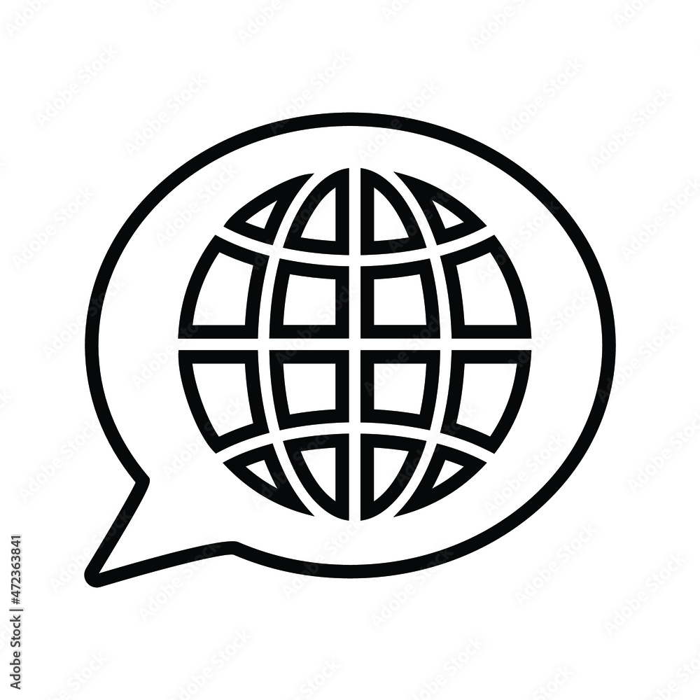 Global, chat line icon. Outline vector. Global, chat line icon. Outline vector.