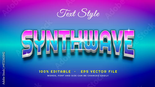 Editable Retro Synthwave Text Style in Eps Vector File