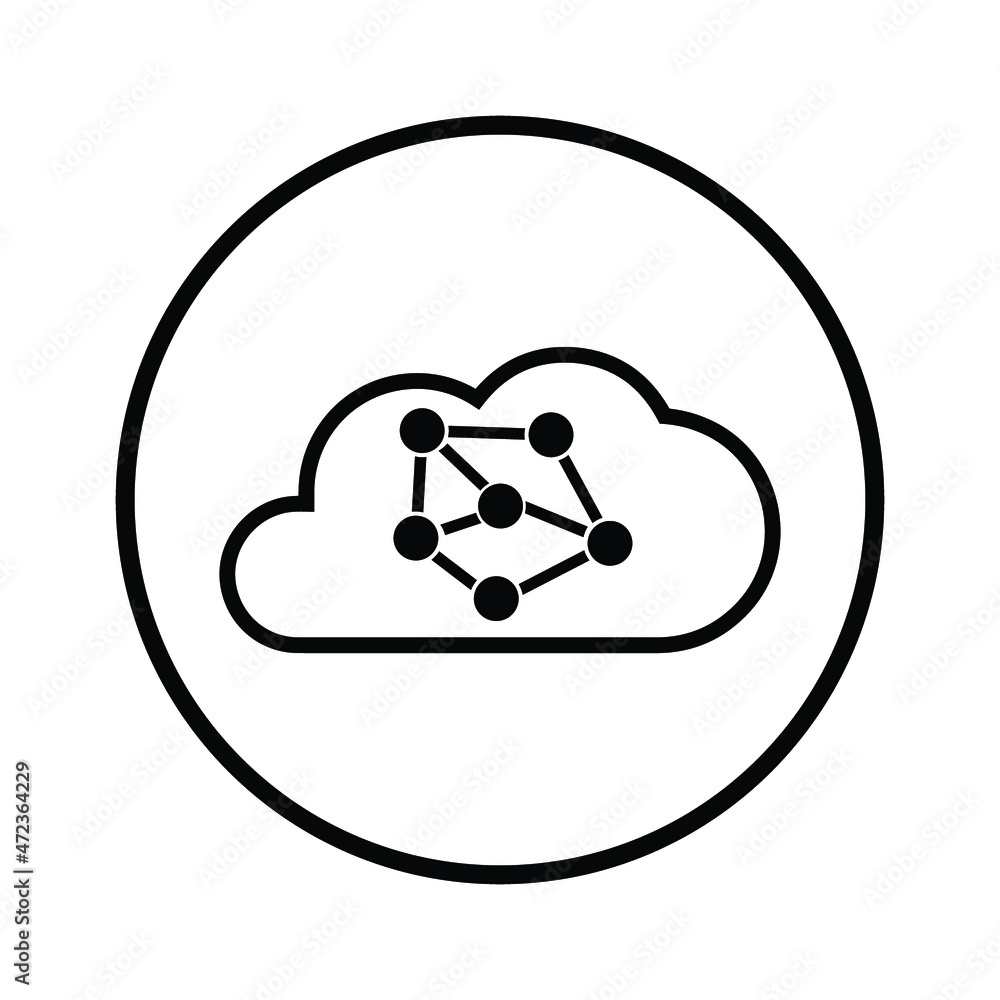 Cloud, network, sharing icon. Black vector sketch. Cloud, network, sharing icon. Black vector sketch.