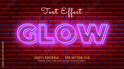 Neon Glow Text Effect Editable Eps Vector File