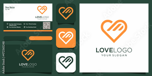Schilderij op canvas love and wings logo design vector design template icon illustration