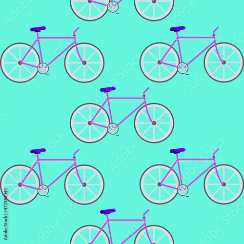 vector pattern with bicycles. flat pattern image with two wheeled bicycles on a blue background