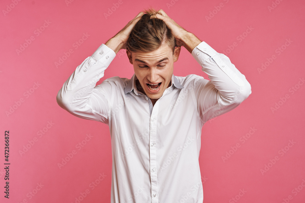 portrait of a man posing white shirt fashion self confidence isolated background portrait of a man posing white shirt fashion self confidence isolated background