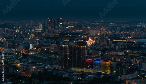 View of the evening metropolis from a great height