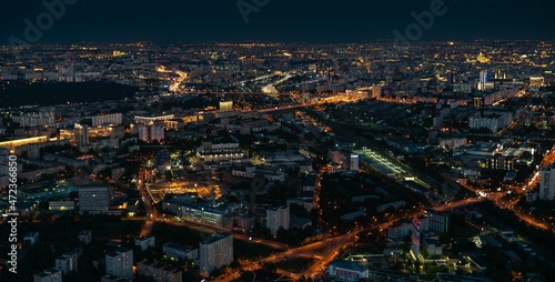 View of the evening metropolis from a great height