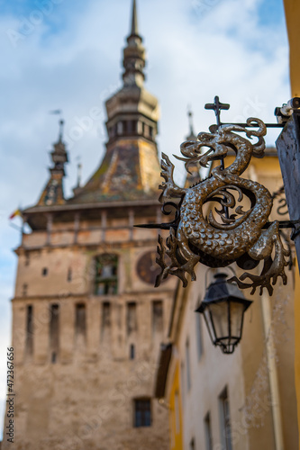 Sighișoara Clock Tower on a sunny day