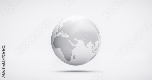 Global earth planet illustration 3d graphic or blank world map sign and geography globe shape modern sphere icon design isolated on white background with international cartography worldwide continent.