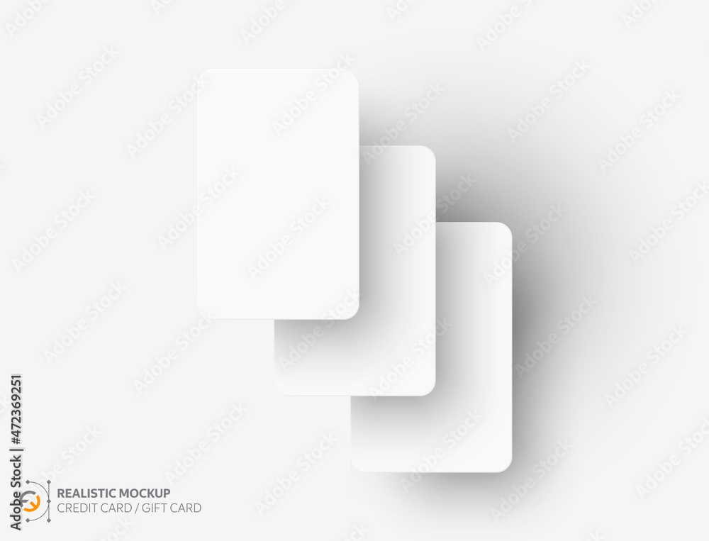 Mockup realistic credit / visit / gift card with shadow for your design, isolated on light background. Realistic mockup business card. Vector illustration EPS10. Mockup realistic credit / visit / gift card with shadow for your design, isolated on light background. Realistic mockup business card. Vector illustration EPS10.