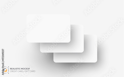 Mockup realistic credit / visit / gift card with shadow for your design, isolated on light background. Realistic mockup business card. Vector illustration EPS10. © fenskey