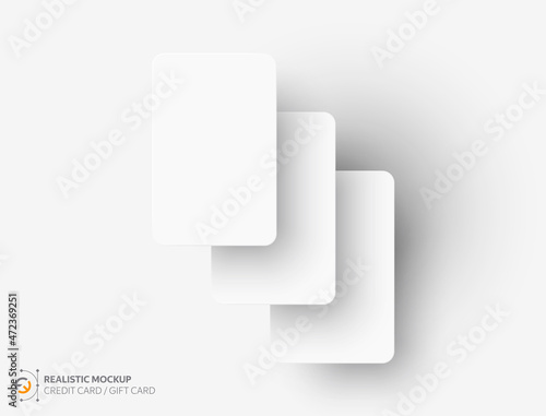 Mockup realistic credit / visit / gift card with shadow for your design, isolated on light background. Realistic mockup business card. Vector illustration EPS10.