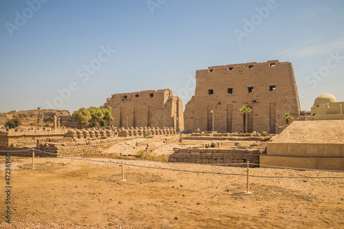 Anscient Temple of Karnak in Luxor - Ruined Thebes Egypt. Walls