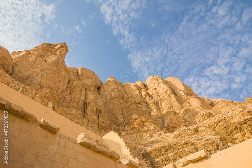 The rocks near the temple of Queen Hatshepsut on the west bank of the Nile near the Valley of the Kings in Luxor  Egypt.