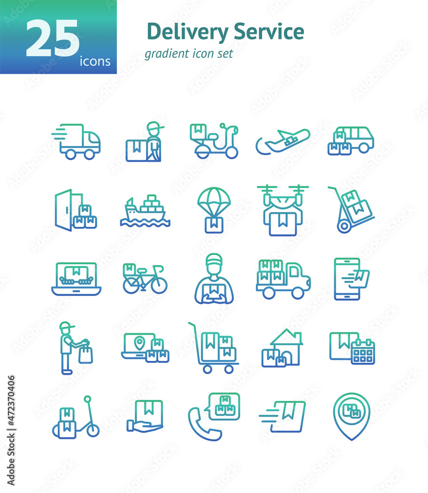 Delivery Service gradient icon set. Vector and Illustration. Delivery Service gradient icon set. Vector and Illustration.