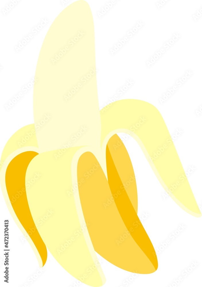 Half peeled banana. Vector illustration Half peeled banana. Vector illustration
