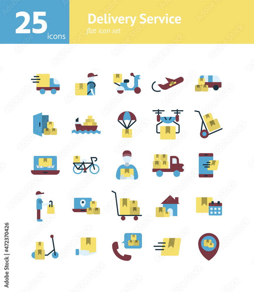 Delivery Service flat icon set. Vector and Illustration. Delivery Service flat icon set. Vector and Illustration.