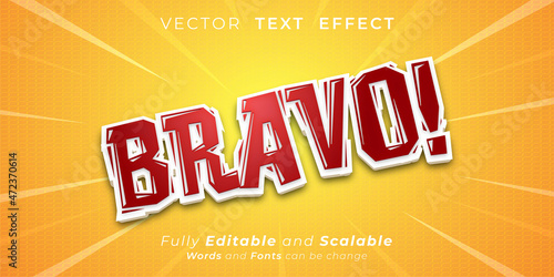 Bravo comic style text effect, Editable 3d text style
