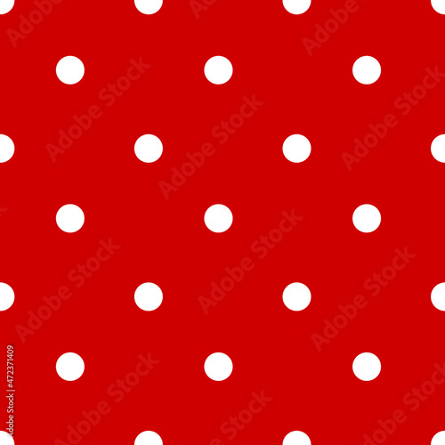 seamless pattern with white polka dot on red background