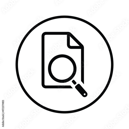Document, explore, file, search icon. Black vector sketch.
