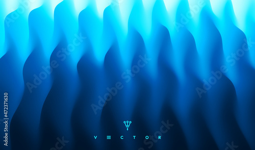 Blue abstract wavy background for banner, flyer and poster. Dynamic effect. Vector illustration. Cover design template. Can be used for advertising, marketing or presentation.