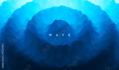 3D wavy background with ripple effect. Abstract vector illustration. Design template. Modern pattern. photo