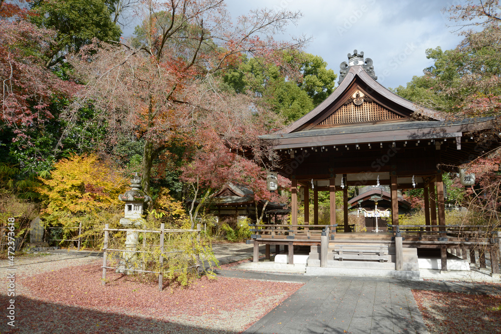 Fototapeta premium 秋の梨木神社 拝殿 京都市上京区