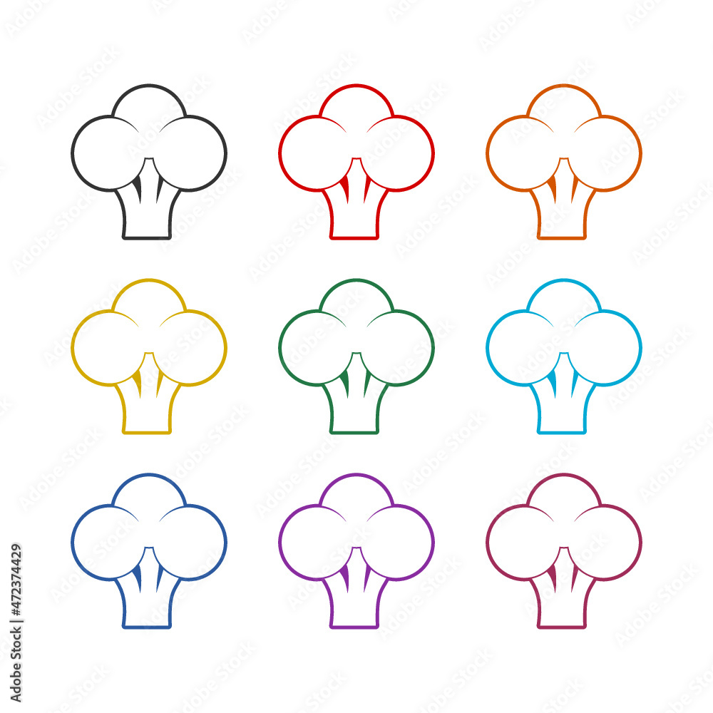 Broccoli icon isolated on white background, color set Broccoli icon isolated on white background, color set