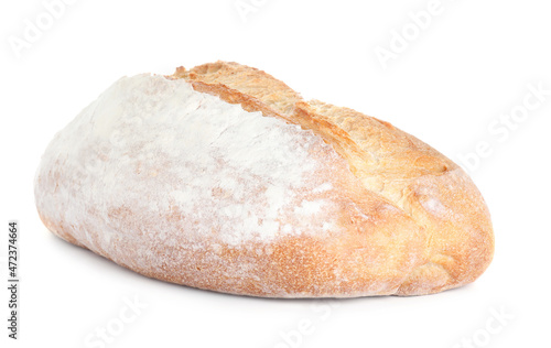 Loaf of tasty wheat sodawater bread isolated on white