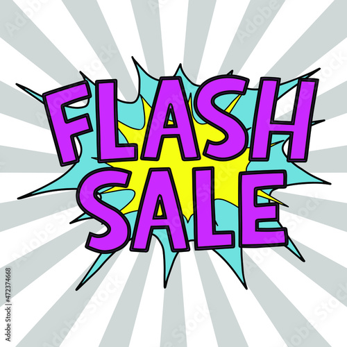 FLASH SALE Promotion Comic Style Sales Badge Emblem Colorful Vector
