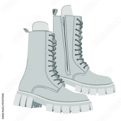 Gray winter trendy boots