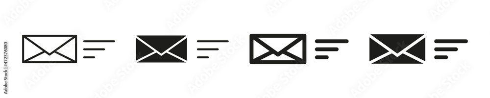 Mail envelope email flying icon. Send mail sign isolated vector set on white background. Deliver message in envelope sign. Mail envelope email flying icon. Send mail sign isolated vector set on white background. Deliver message in envelope sign.