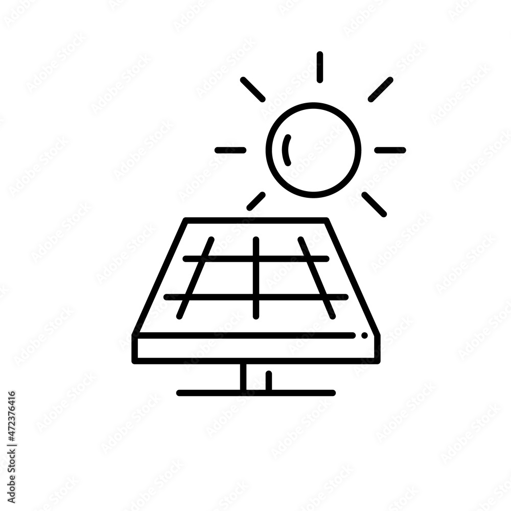 Solar panels for power generation. Green sustainable alternative energy source. Pixel perfect, editable stroke icon Solar panels for power generation. Green sustainable alternative energy source. Pixel perfect, editable stroke icon