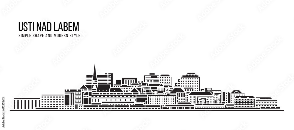 Cityscape Building Abstract Simple shape and modern style art Vector design - Usti Nad Labem city